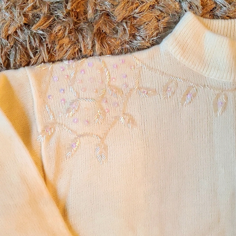 Vintage Zig Zag opalescent sequin and bead sweater